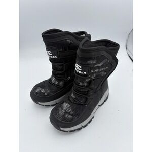 HOBIBEAR Boots Kids Size 10 Black Snow Winter Faux Fur Mid Calf Hook & Loop